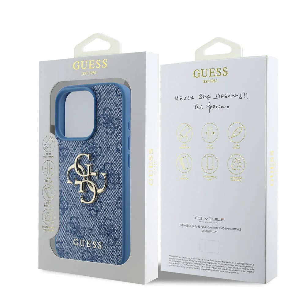 Capa para Apple iPhone 16 Pro, Guess, 4G Big Logo, Azul