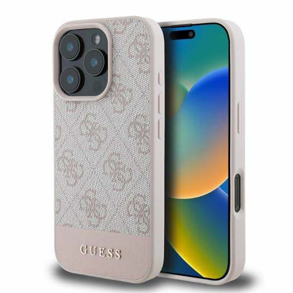 Capa para Apple iPhone 16 Pro, Guess, 4G Bottom Stripe, Rosa