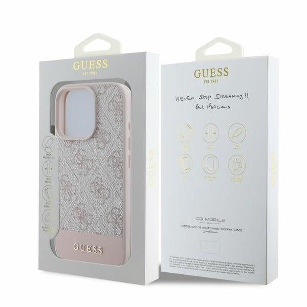 Capa para Apple iPhone 16 Pro, Guess, 4G Bottom Stripe, Rosa