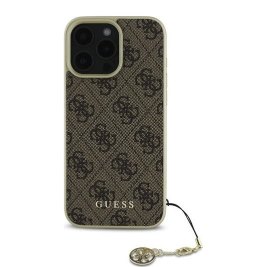 Capa para Apple iPhone 16 Pro, Guess, 4G Charm, Castanho