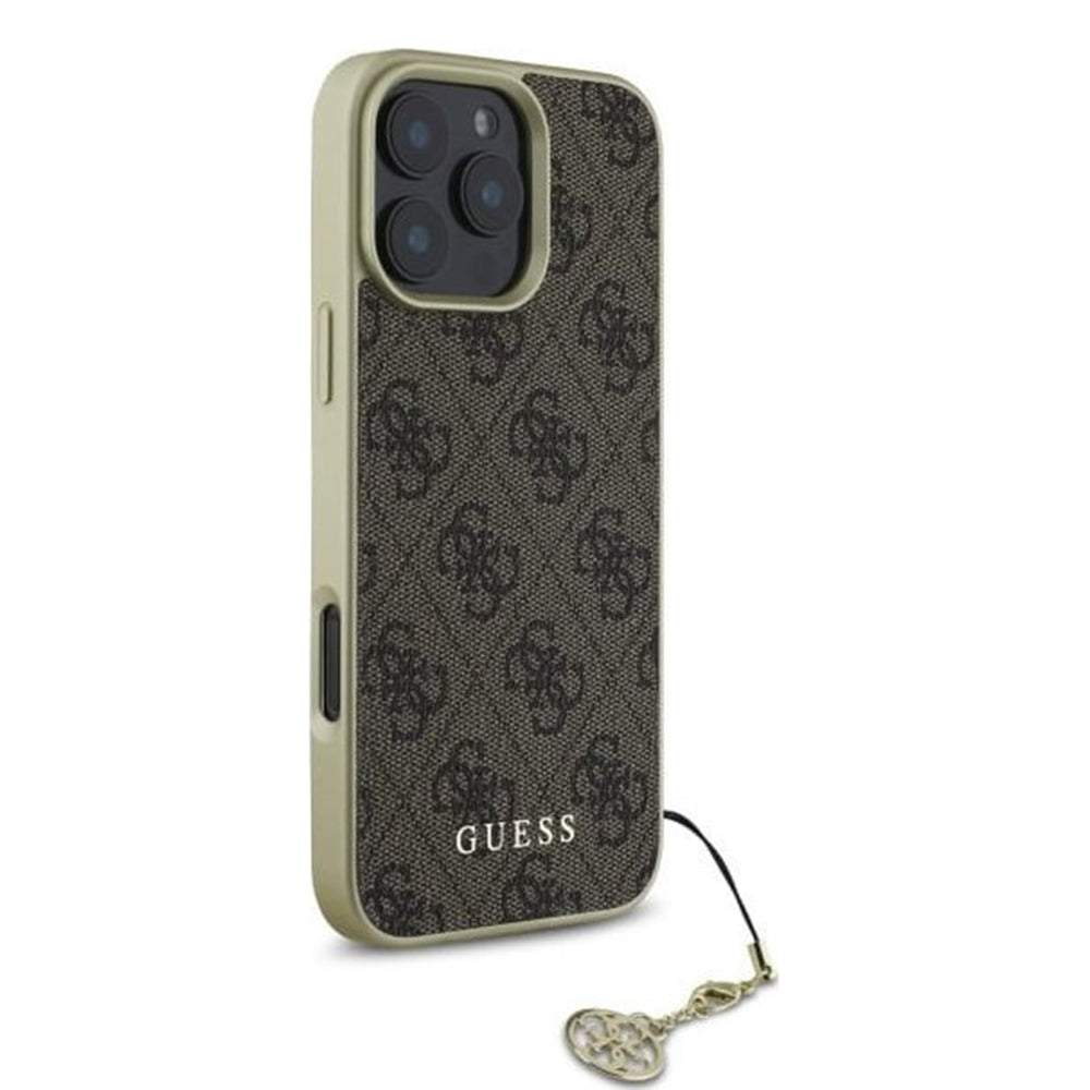 Capa para Apple iPhone 16 Pro, Guess, 4G Charm, Castanho