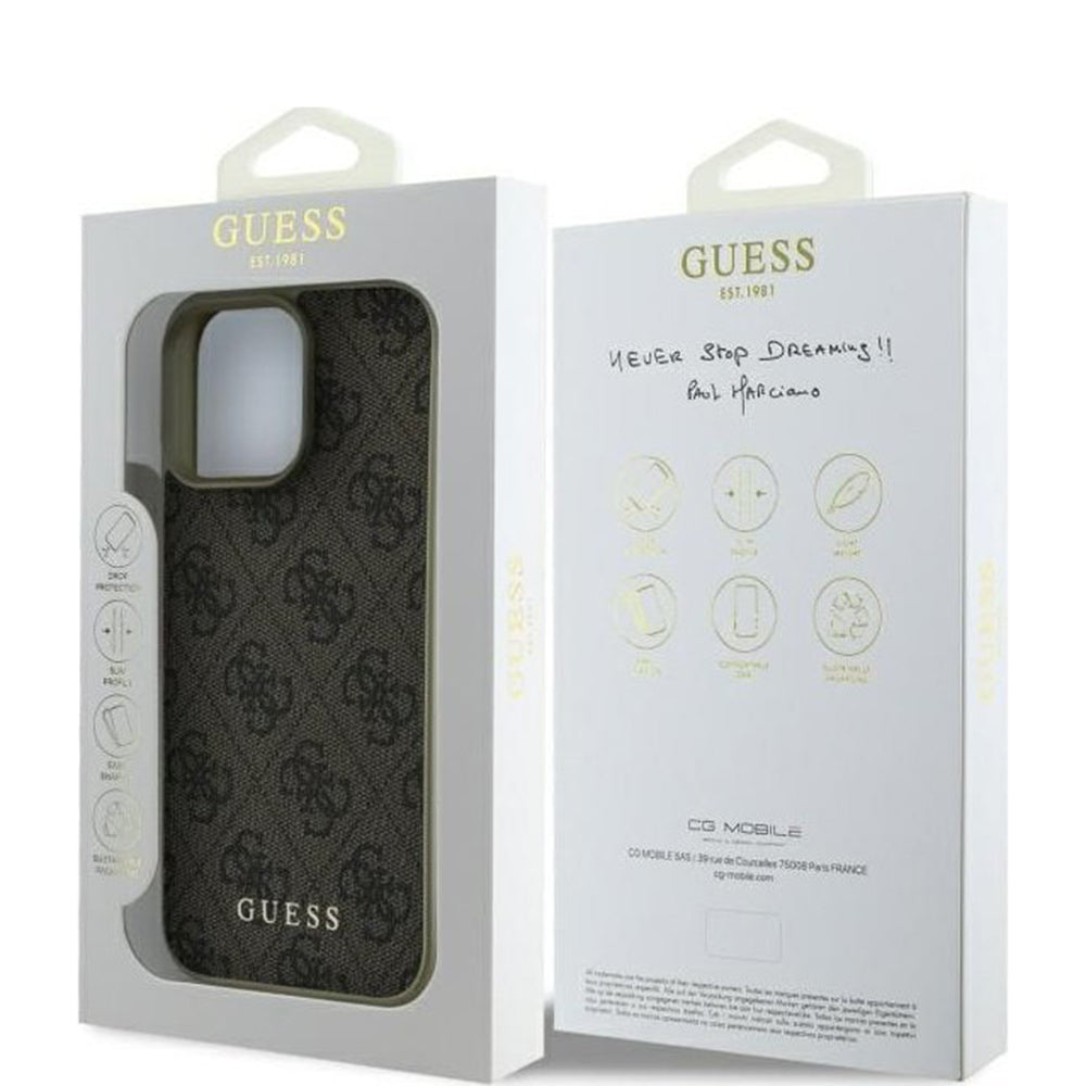 Capa para Apple iPhone 16 Pro, Guess, 4G Charm, Castanho