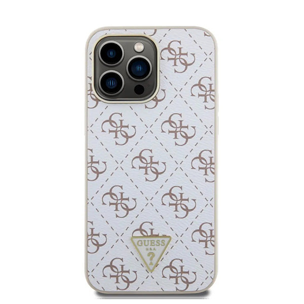 Capa para Apple iPhone 16 Pro, Guess, Logo Triângulo 4G, Branca