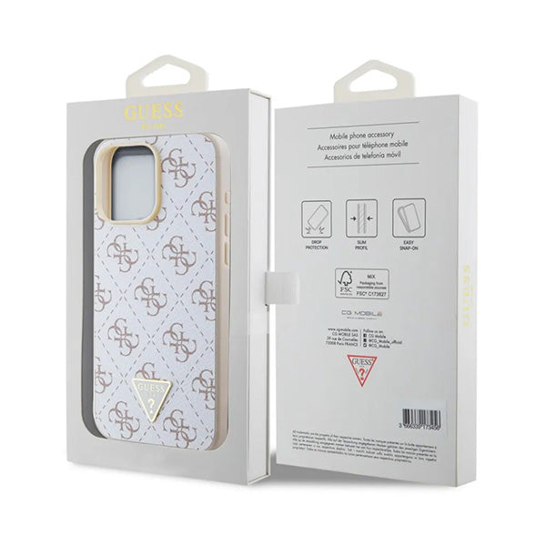 Capa para Apple iPhone 16 Pro, Guess, Logo Triângulo 4G, Branca