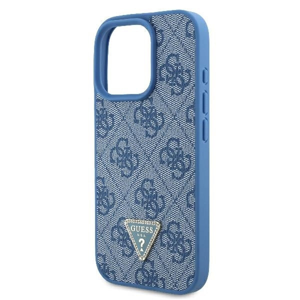 Capa para Apple iPhone 16 Pro, Guess, Crossbody 4G Triangle Strass, Azul