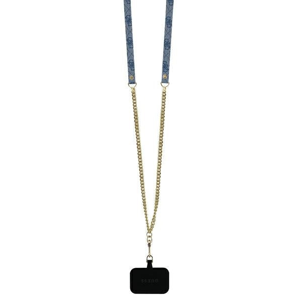 Capa para Apple iPhone 16 Pro, Guess, Crossbody 4G Triangle Strass, Azul