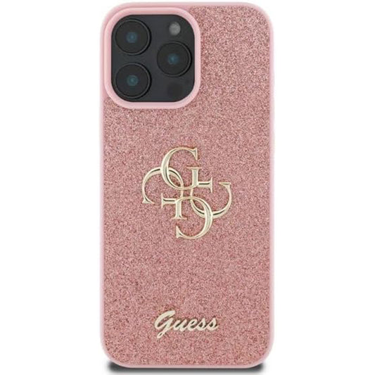 Capa para Apple iPhone 16 Pro, Guess, Fixed Glitter Big 4G, Rosa