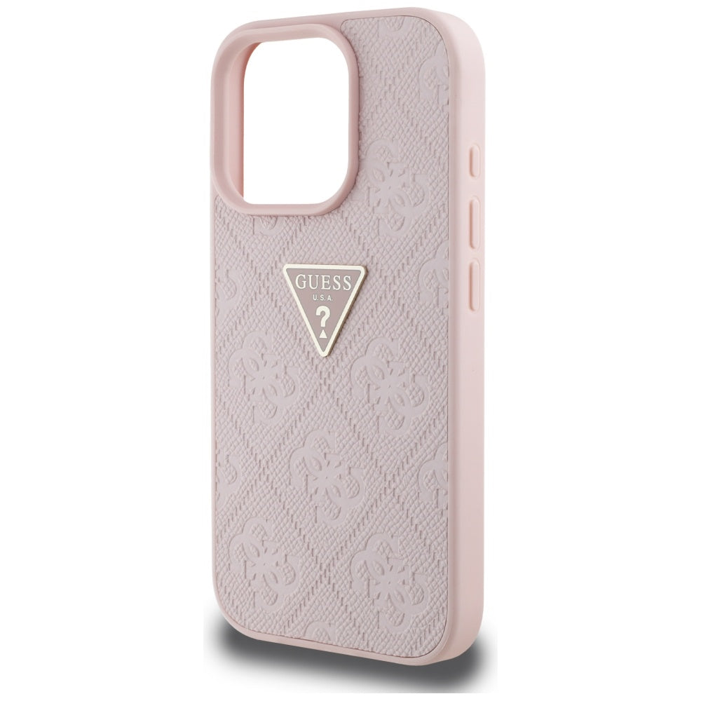 Capa para Apple iPhone 16 Pro, Guess, Hot Stamp 4G Pattern Triangle Logo, Rosa