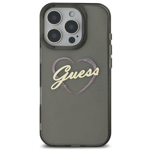 Capa para Apple iPhone 16 Pro, Guess, IML Heart, Preta