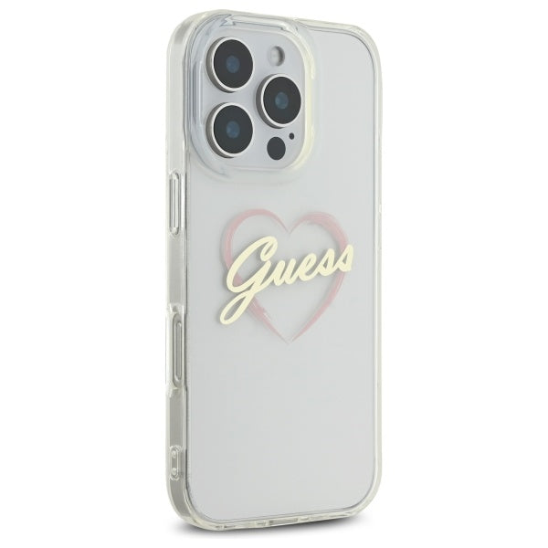 Capa para Apple iPhone 16 Pro, Guess, IML Heart, Transparente