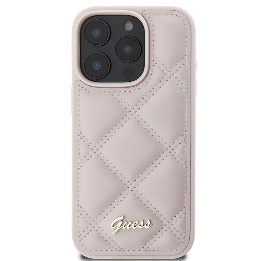 Capa para Apple iPhone 16 Pro, Guess, Quilted Metal Logo, Rosa