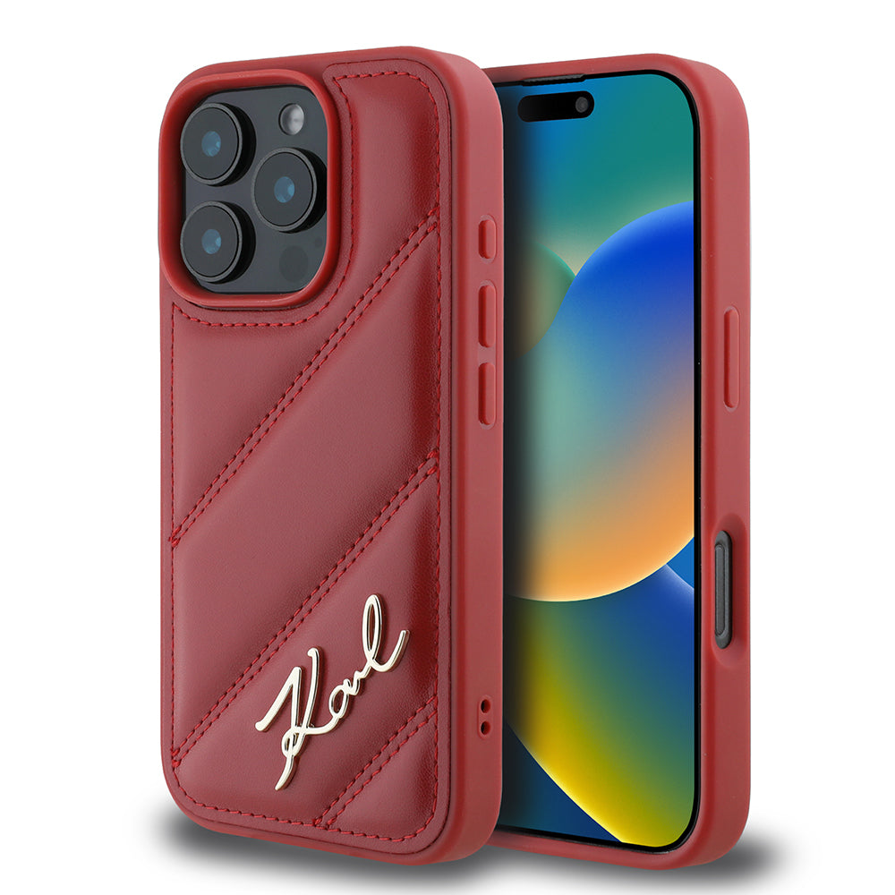 Capa para Apple iPhone 16 Pro, Karl Lagerfeld, Diagonal Quilted Script, Rosie