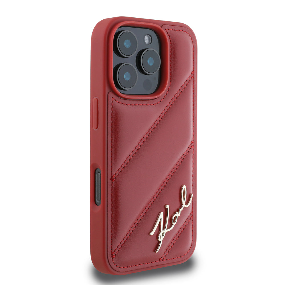 Capa para Apple iPhone 16 Pro, Karl Lagerfeld, Diagonal Quilted Script, Rosie