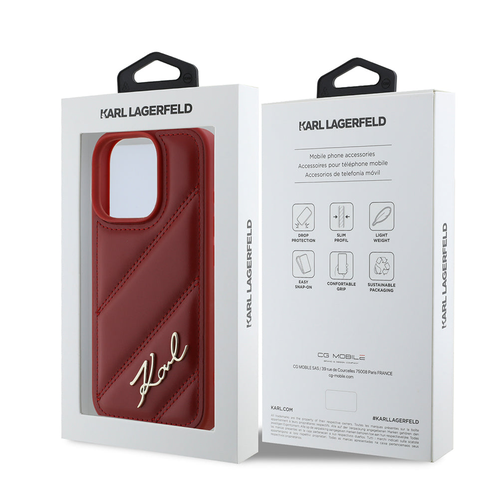 Capa para Apple iPhone 16 Pro, Karl Lagerfeld, Diagonal Quilted Script, Rosie