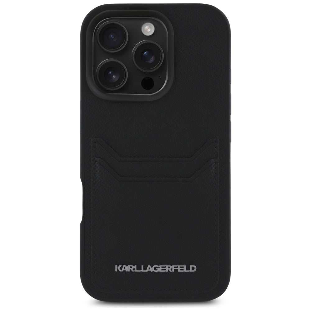 Capa para Apple iPhone 16 Pro, Karl Lagerfeld, Grained Cardslots, Preta
