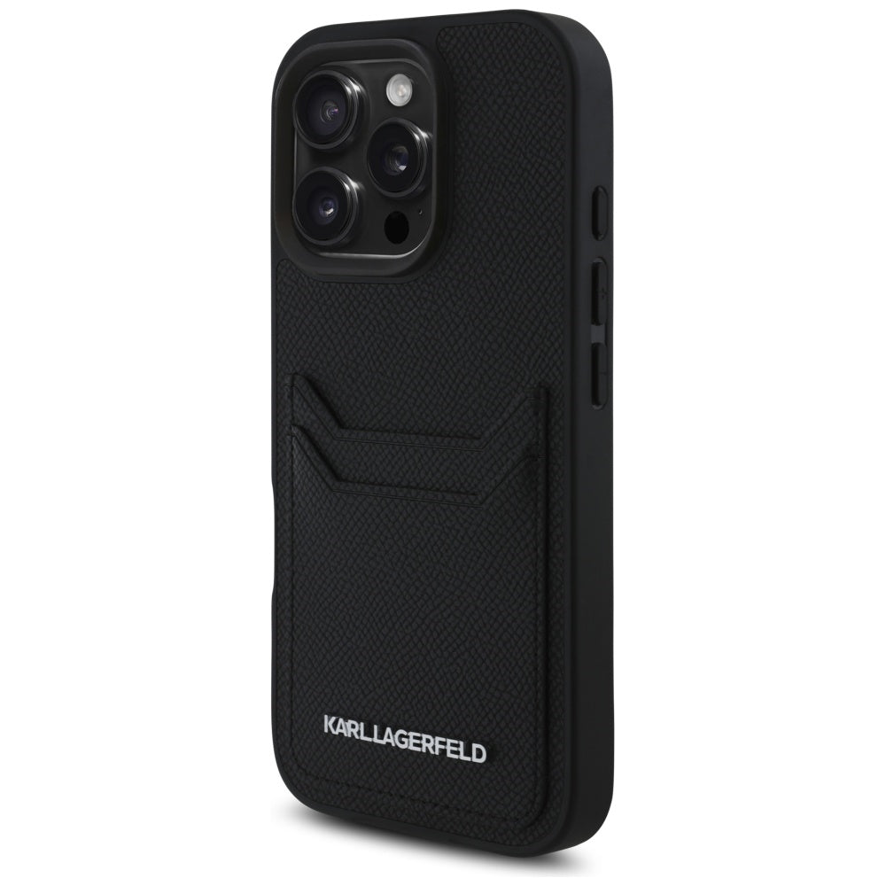 Capa para Apple iPhone 16 Pro, Karl Lagerfeld, Grained Cardslots, Preta