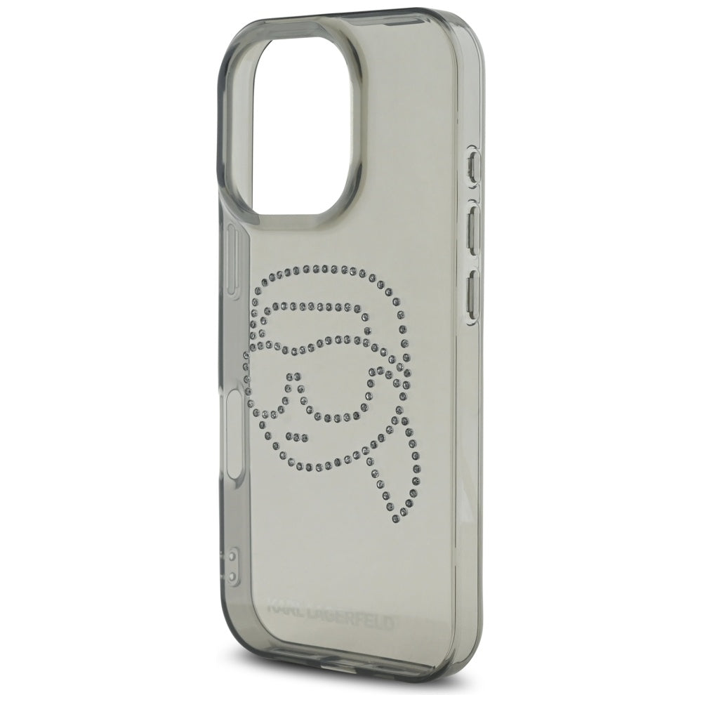 Case for Apple iPhone 16 Pro, Karl Lagerfeld, IML Rhinestones Karl's Head, Black