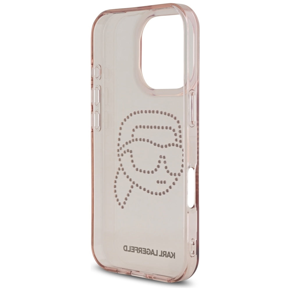 Case for Apple iPhone 16 Pro, Karl Lagerfeld, IML Rhinestones Karl's Head, Pink