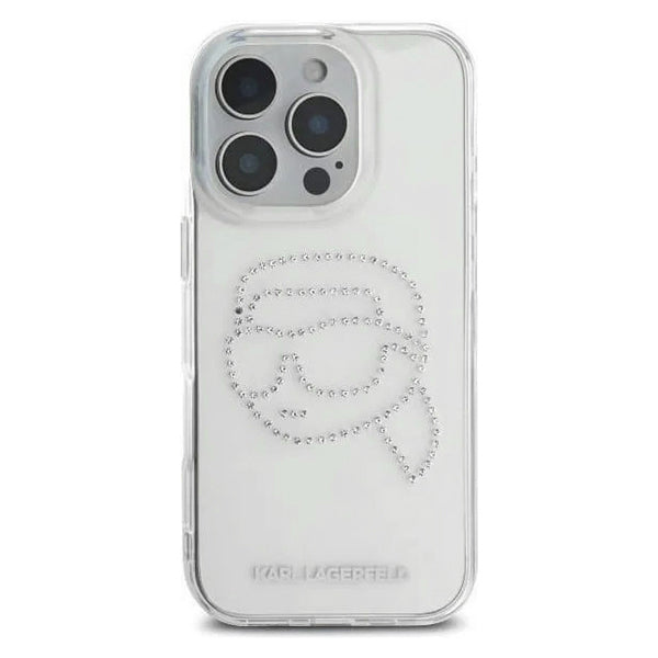 Capa para Apple iPhone 16 Pro, Karl Lagerfeld, IML Rhinestones Karl's Head, Transparente