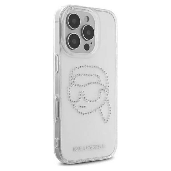 Capa para Apple iPhone 16 Pro, Karl Lagerfeld, IML Rhinestones Karl's Head, Transparente