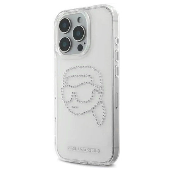 Capa para Apple iPhone 16 Pro, Karl Lagerfeld, IML Rhinestones Karl's Head, Transparente