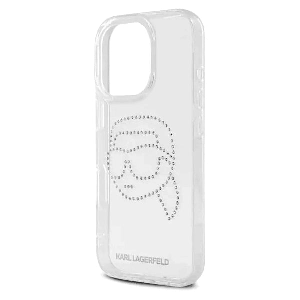 Capa para Apple iPhone 16 Pro, Karl Lagerfeld, IML Rhinestones Karl's Head, Transparente
