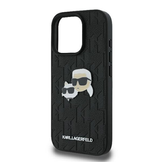 Capa para Apple iPhone 16 Pro, Karl Lagerfeld, Monograma Karl & Cabeças de Choupette, Preta
