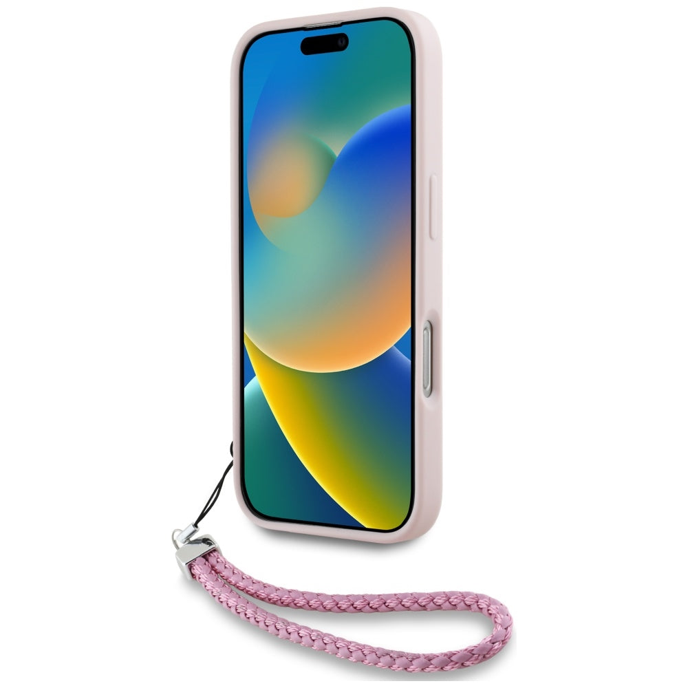 Capa para Apple iPhone 16 Pro, Karl Lagerfeld, Quilted Initial Logo & Chain Strap, Rosa