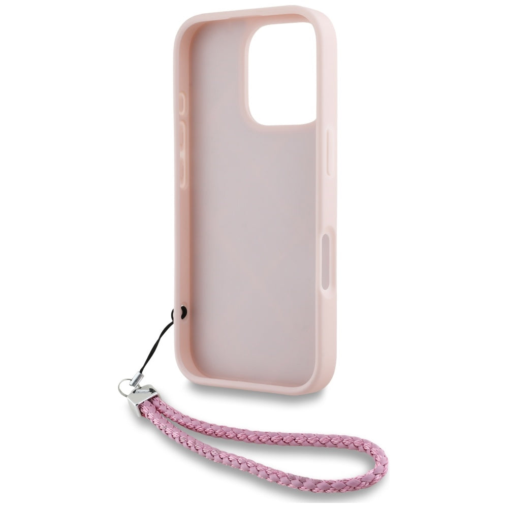 Capa para Apple iPhone 16 Pro, Karl Lagerfeld, Quilted Initial Logo & Chain Strap, Rosa