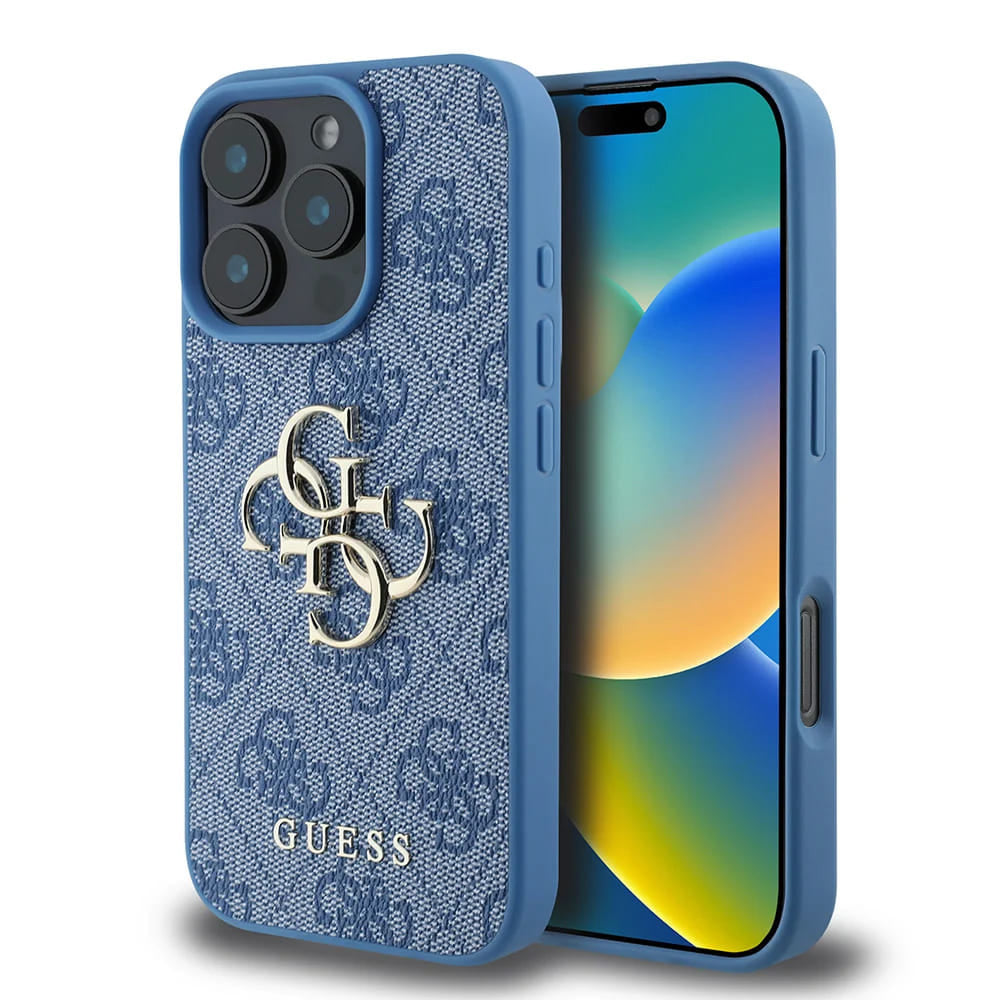 Capa para Apple iPhone 16 Pro Max, Guess, 4G Big Logo, Azul