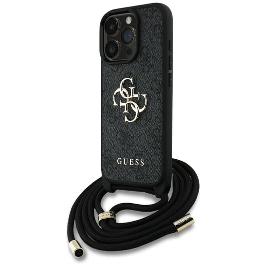 Capa para Apple iPhone 16 Pro Max, Guess, 4G CBDY Big Logo com Alça de Cordão, Preta