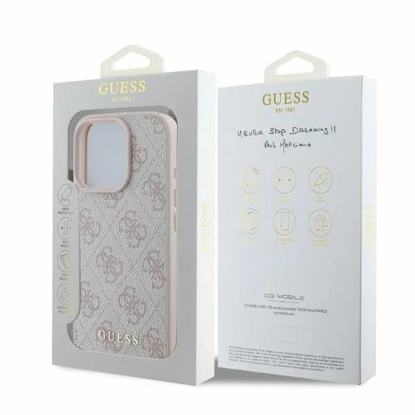Case for Apple iPhone 16 Pro Max, Guess, 4G Classic, Pink