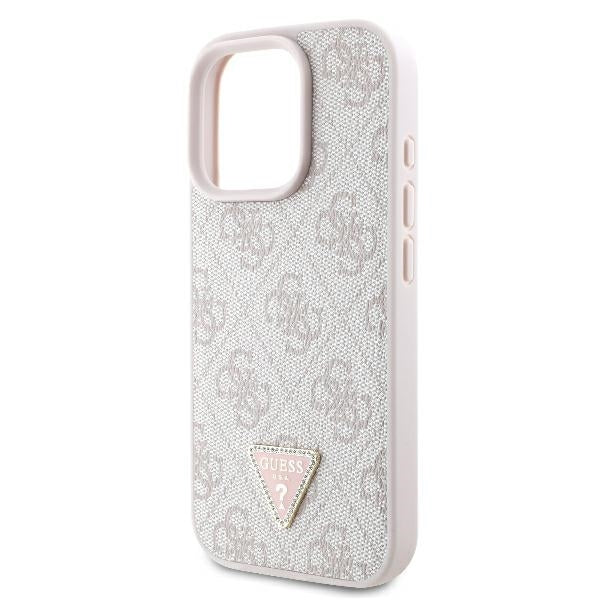 Capa para Apple iPhone 16 Pro Max, Guess, Crossbody 4G Triangle Strass, Rosa