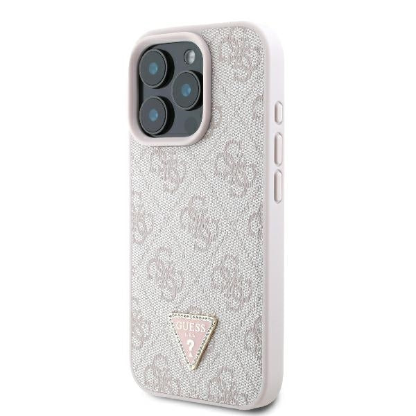 Capa para Apple iPhone 16 Pro Max, Guess, Crossbody 4G Triangle Strass, Rosa