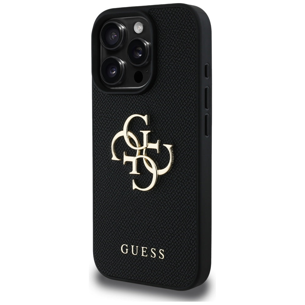 Capa para Apple iPhone 16 Pro Max, Guess, Grained Big 4G Logo Small Classic Logo, Preta