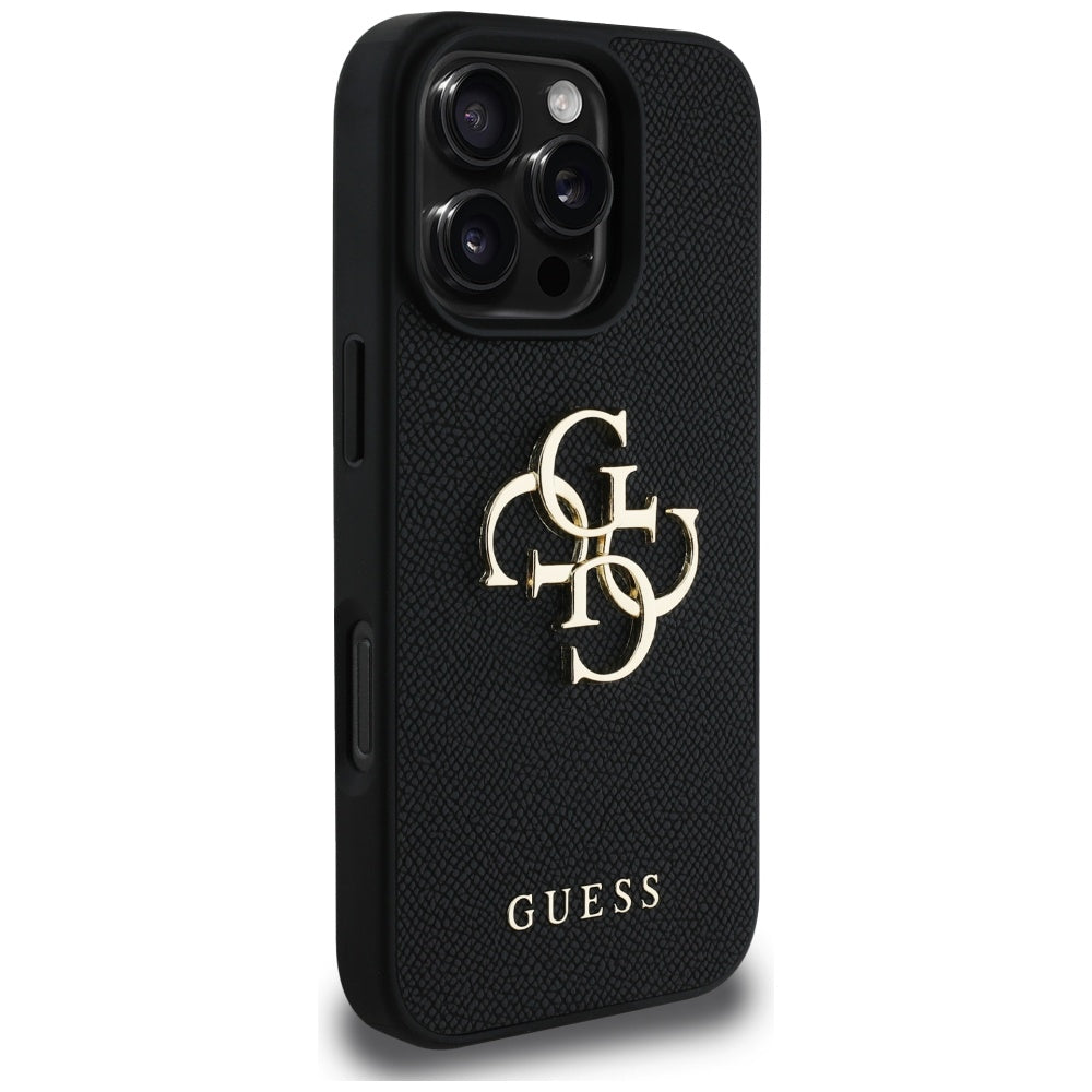 Capa para Apple iPhone 16 Pro Max, Guess, Grained Big 4G Logo Small Classic Logo, Preta