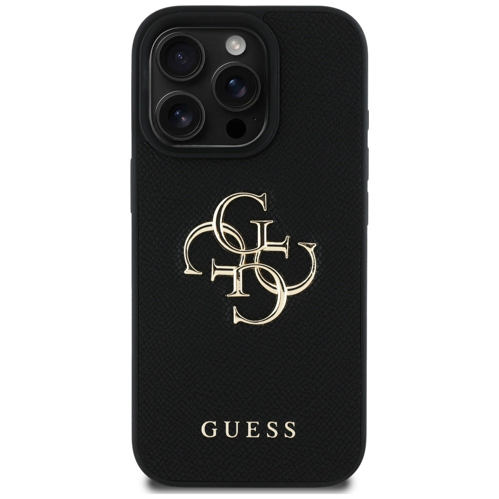 Capa para Apple iPhone 16 Pro Max, Guess, Grained Big 4G Logo Small Classic Logo, Preta