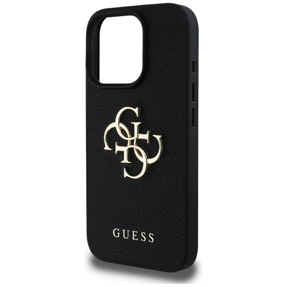 Capa para Apple iPhone 16 Pro Max, Guess, Grained Big 4G Logo Small Classic Logo, Preta