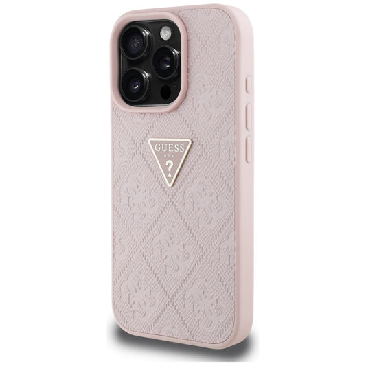 Capa para Apple iPhone 16 Pro Max, Guess, Hot Stamp 4G Pattern Triangle Logo, Rosa