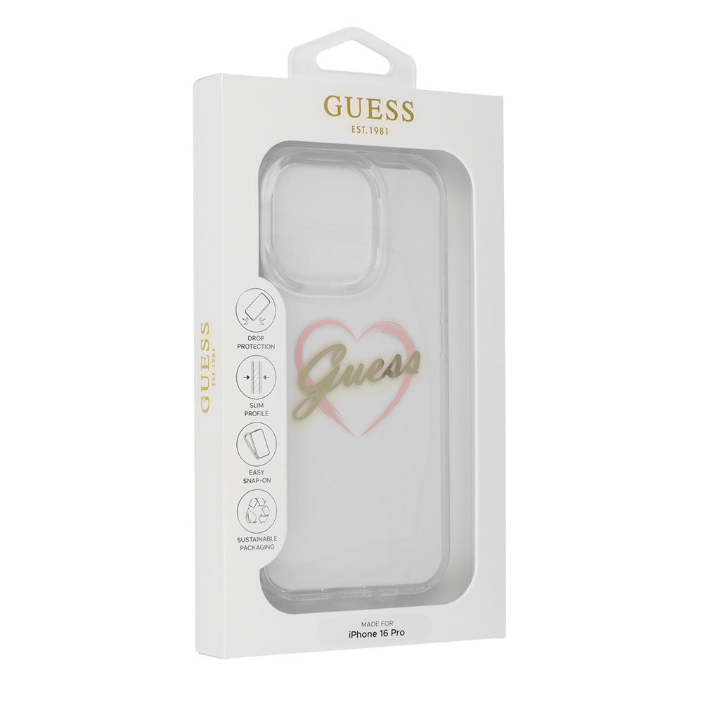 Capa para Apple iPhone 16 Pro Max, Guess, IML Heart, Transparente