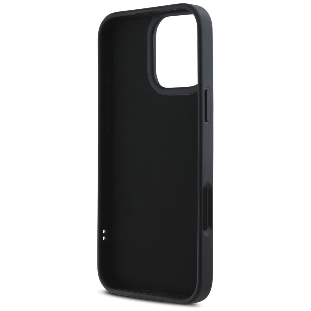 Capa para Apple iPhone 16 Pro Max, Karl Lagerfeld, Logo Alongado de Borracha 3D Glitter, Preta