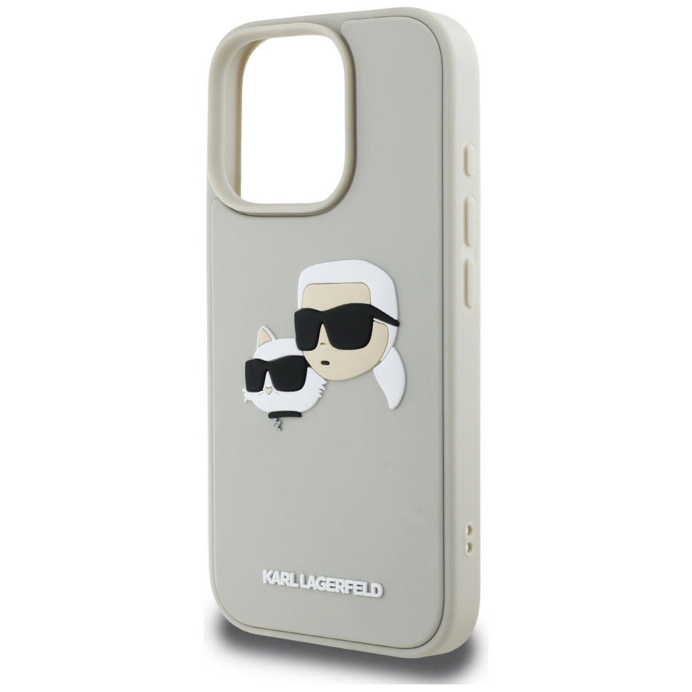 Capa para Apple iPhone 16 Pro Max, Karl Lagerfeld, 3D Rubber Karl & Choupette, Bege