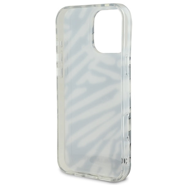 Capa para Apple iPhone 16 Pro Max, Karl Lagerfeld, Padrão Zebra de Luxo IML com Alça, Preta