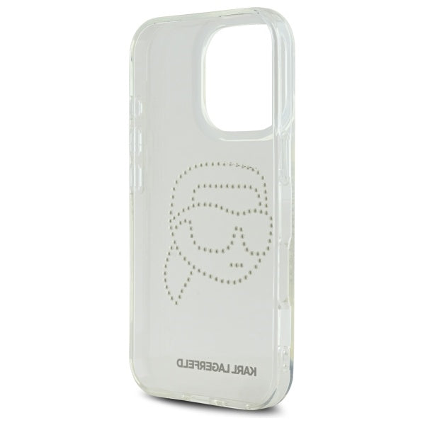 Capa para Apple iPhone 16 Pro Max, Karl Lagerfeld, IML Rhinestones Karl's Head, Transparente