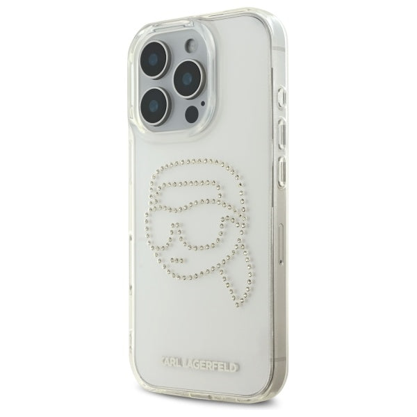 Capa para Apple iPhone 16 Pro Max, Karl Lagerfeld, IML Rhinestones Karl's Head, Transparente