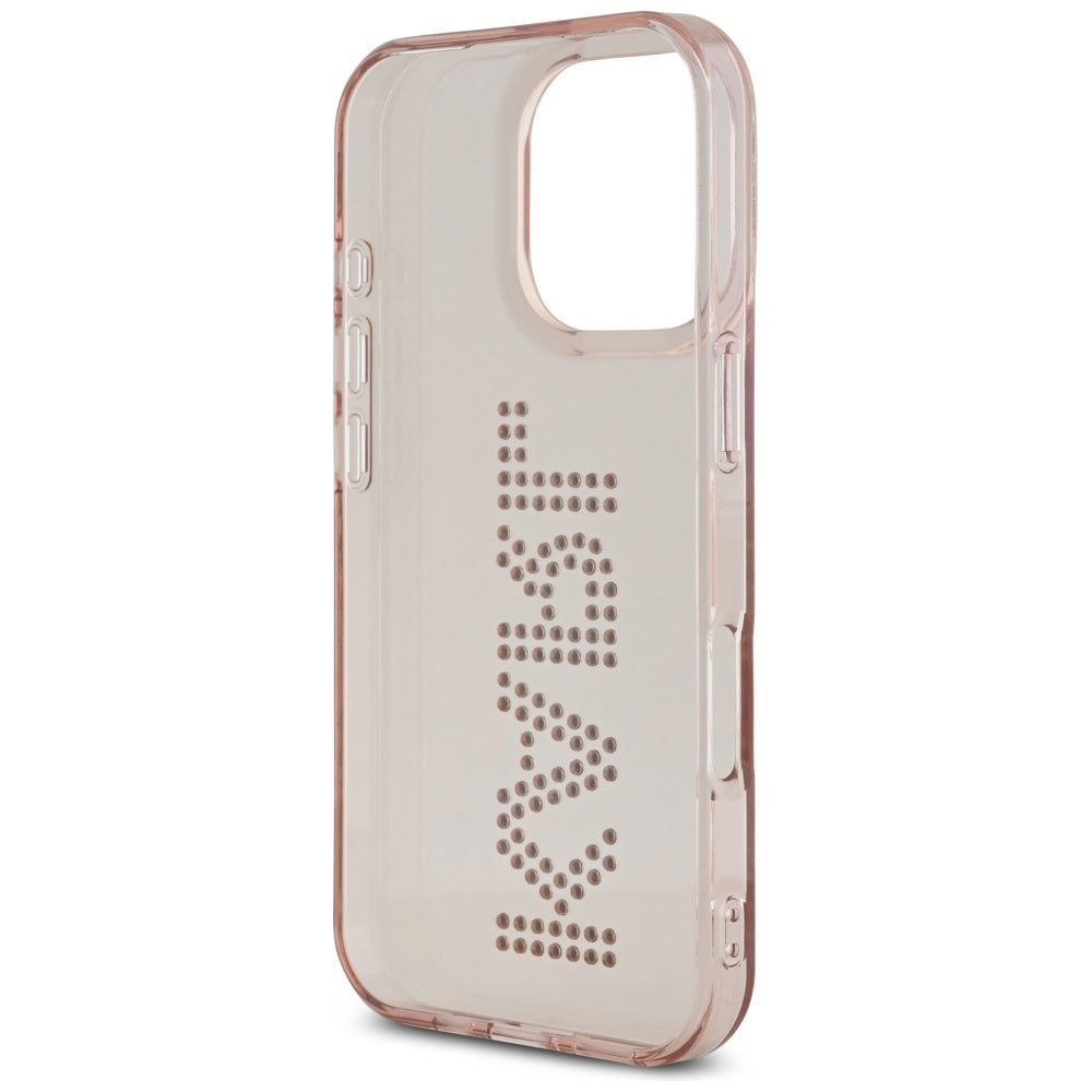Capa para Apple iPhone 16 Pro Max, Karl Lagerfeld, IML Rhinestones Pink Logo, Rosa