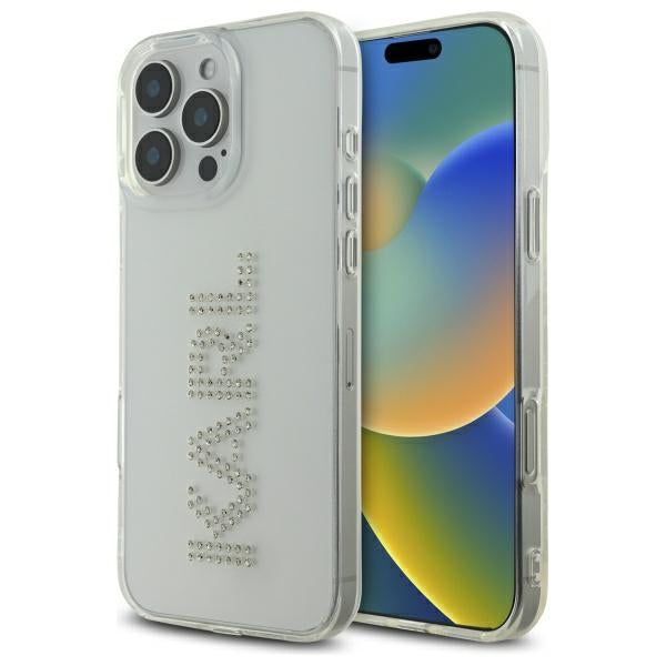 Capa para Apple iPhone 16 Pro Max, Karl Lagerfeld, IML Rhinestones Transparent Logo, Transparente