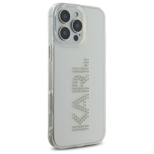 Capa para Apple iPhone 16 Pro Max, Karl Lagerfeld, IML Rhinestones Transparent Logo, Transparente