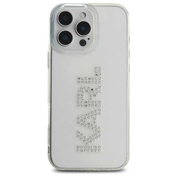 Capa para Apple iPhone 16 Pro Max, Karl Lagerfeld, IML Rhinestones Transparent Logo, Transparente