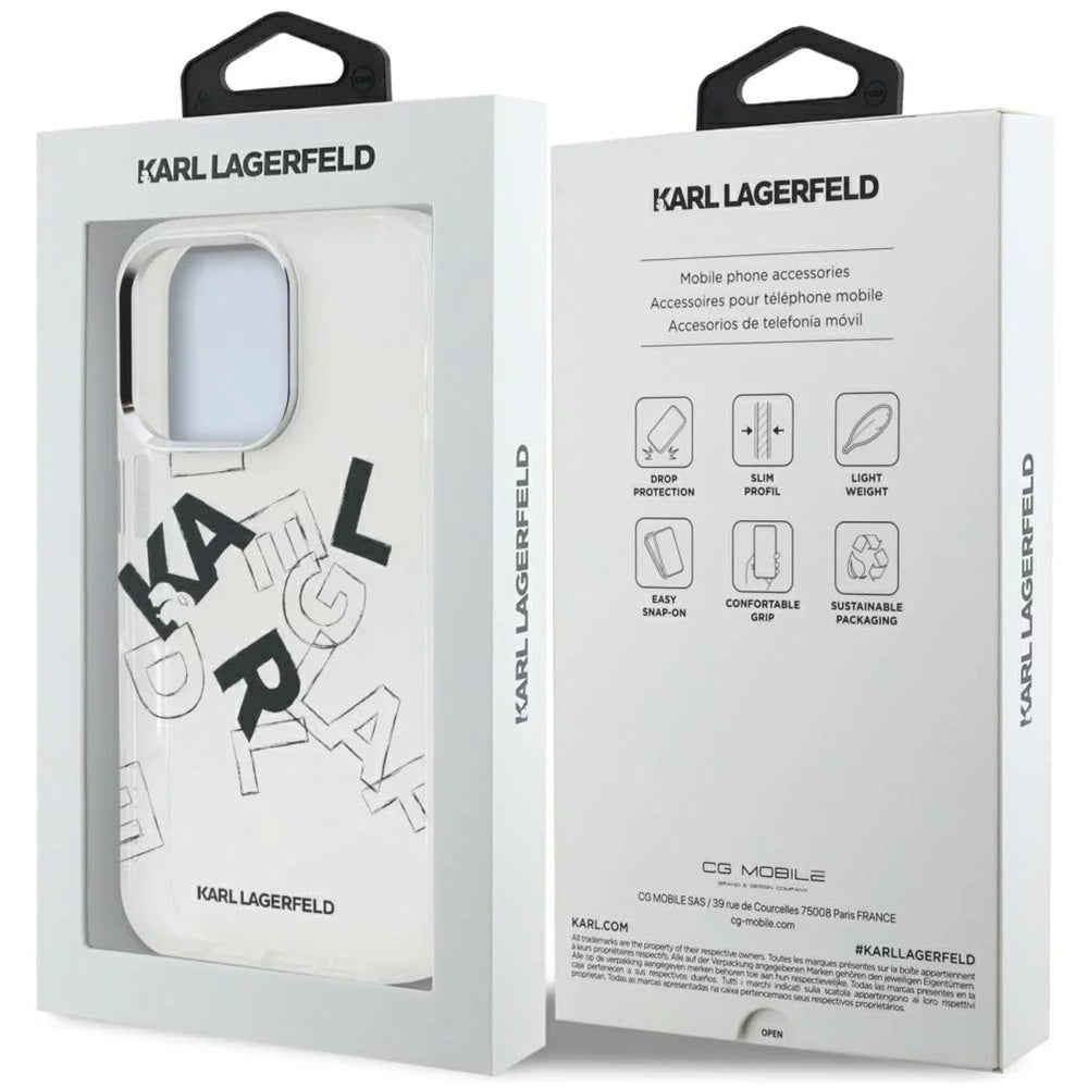 Capa para Apple iPhone 16 Pro Max, Karl Lagerfeld, IML Sketched Graphic Logo, Transparente